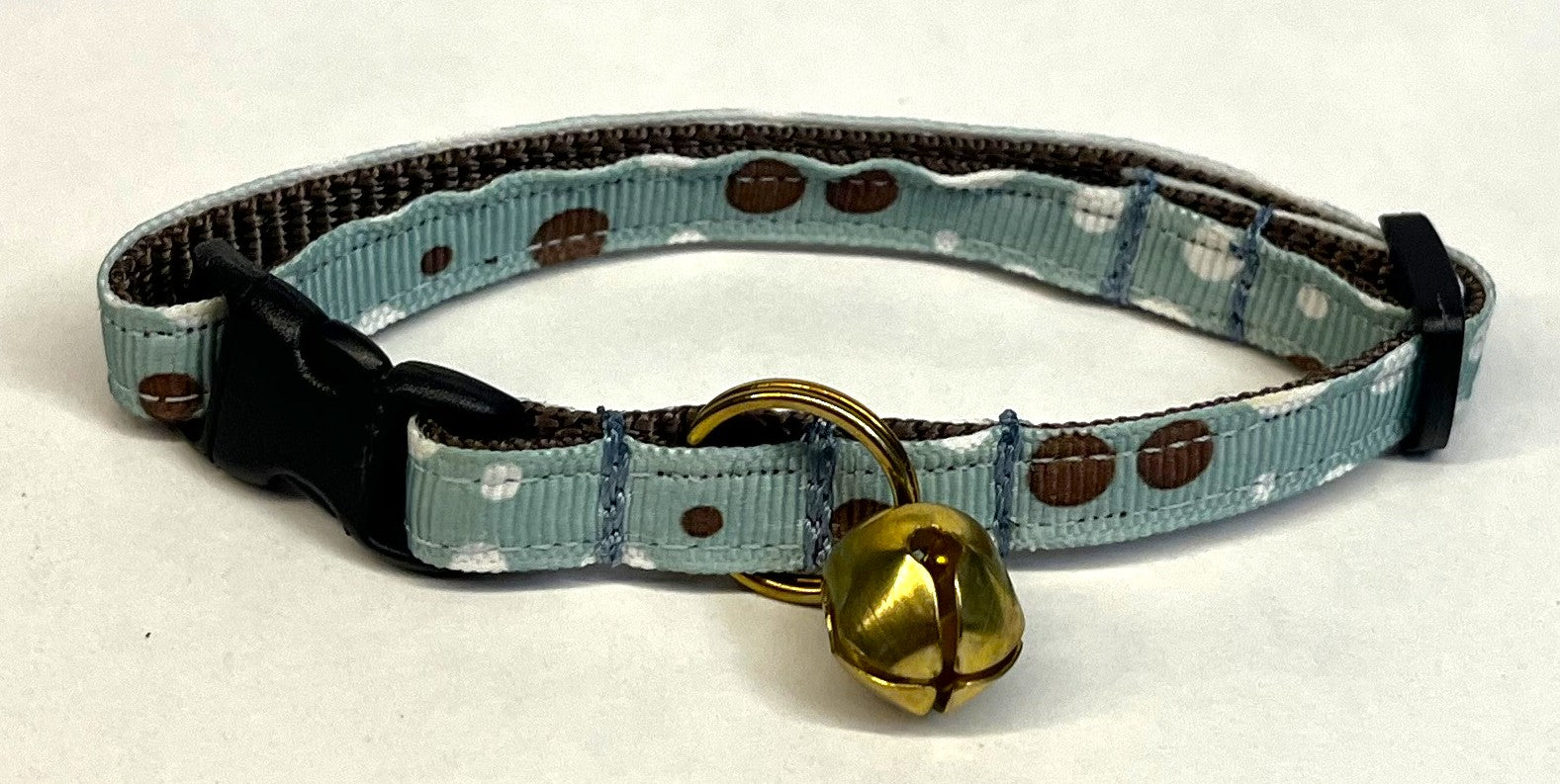 Aqua with Brown & White Bubble Dots Cat Collar