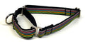 Black, Green, Orange, Teal, Pink, and White Stripes Martingale Collar 1/2