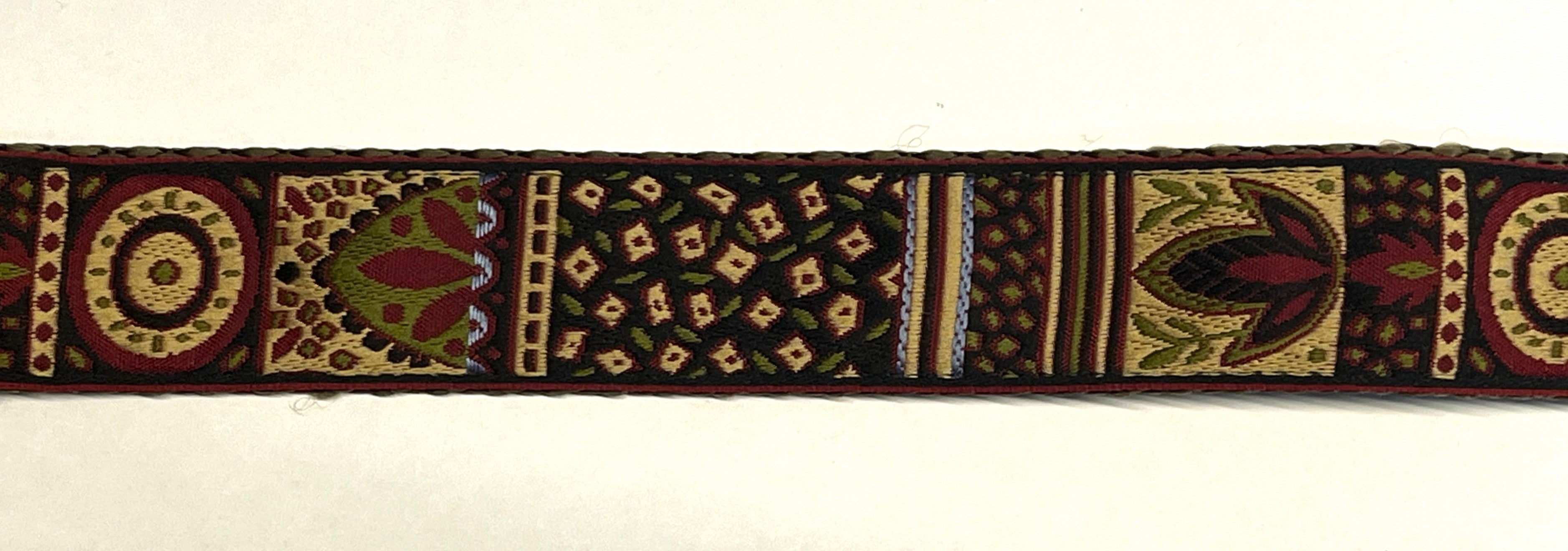 Black, Tan, Burgundy, Blue and Olive Design Dog Leash 1in