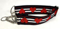 Black, White, and Red Stripe with Red Hearts Chain Martingale Collar 2in