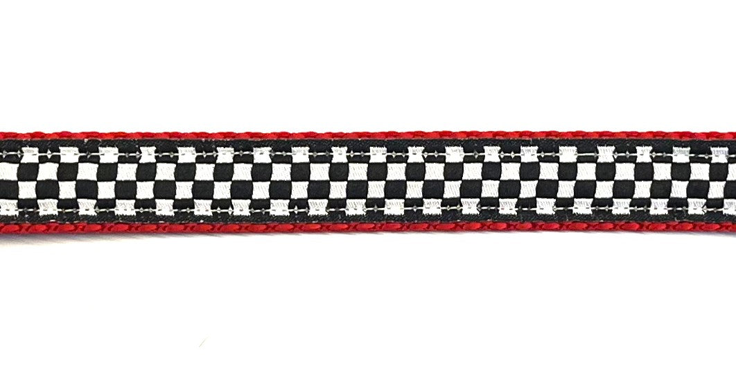 Black and White Checkered Dog Collar 3/4