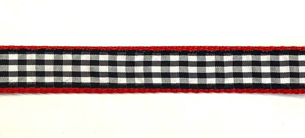 Black and White Plaid Dog Collar 1in
