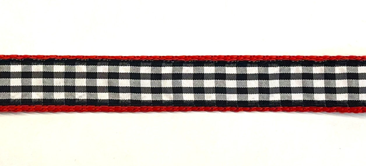 Black and White Plaid Dog Collar 1in