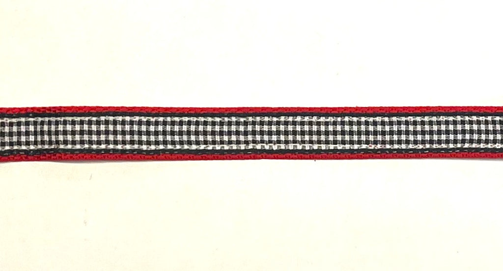Black & White Plaid Dog Collar 1/2 inch