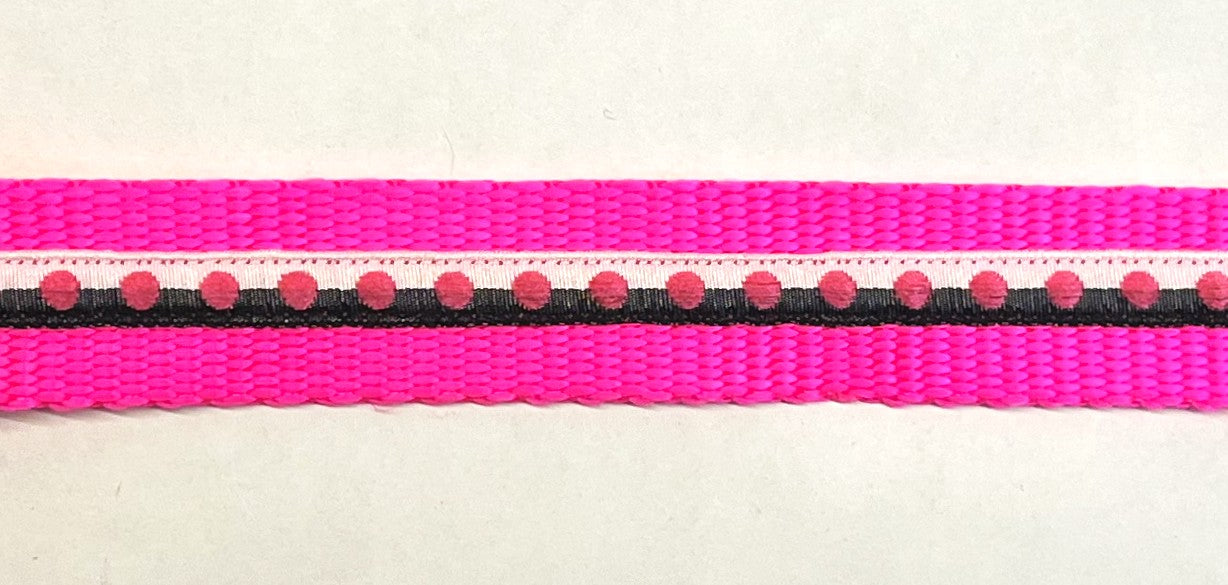 Black and White with Pink Dot Dog Collar 1in