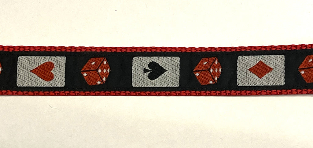 Black with Cards and Dice Martingale Collar 1in