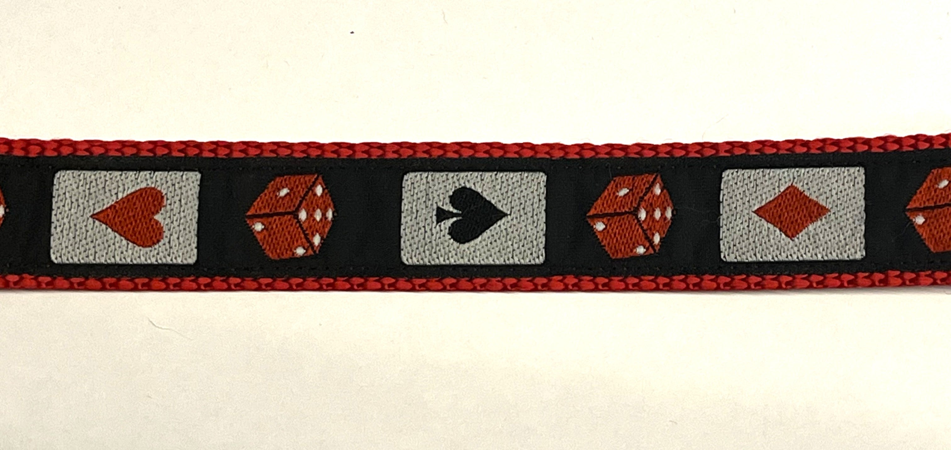 Black with Cards and Dice Dog Collar 1in