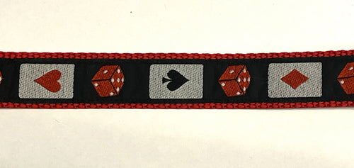 Black with Cards and Dice Chain Martingale Collar 1in