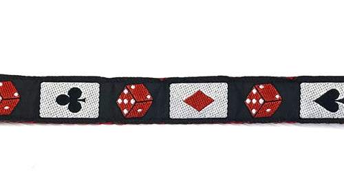 Black with Cards and Dice Dog Collar 3/4