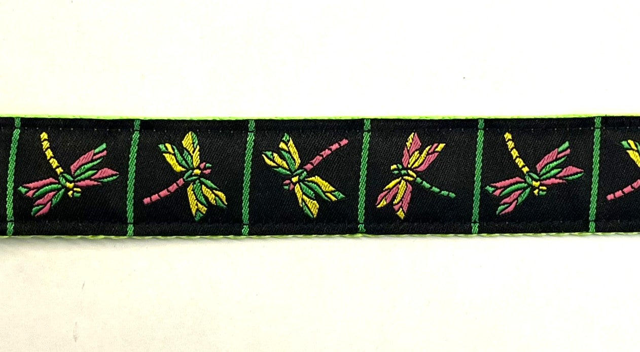 Black with Dragonflies Dog Collar 1in