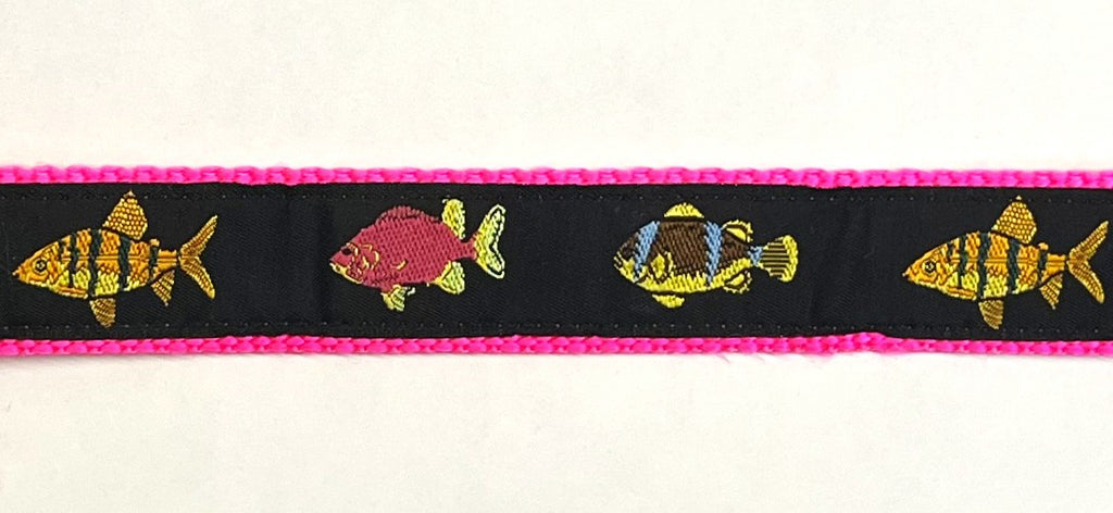 Black with Fish Dog Collar 1in