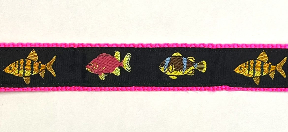 Black with Fish Dog Collar 1in