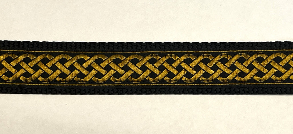 Black with Gold Celtic Weave Dog Collar 1in