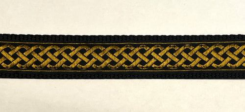 Black with Gold Celtic Weave Chain Martingale Collar 1in
