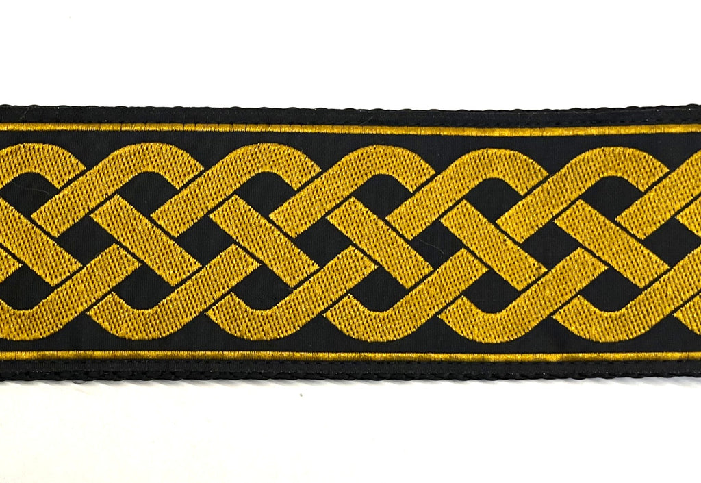 Black with Gold Celtic Weave Dog Collar 2in