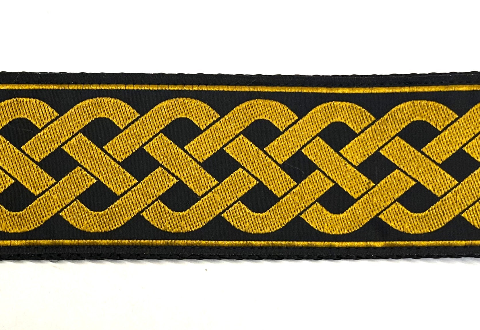 Black with Gold Celtic Weave Chain Martingale Collar 2in
