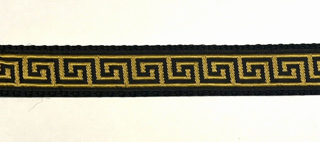 Black with Gold Egyptian Squares Dog Collar 1in
