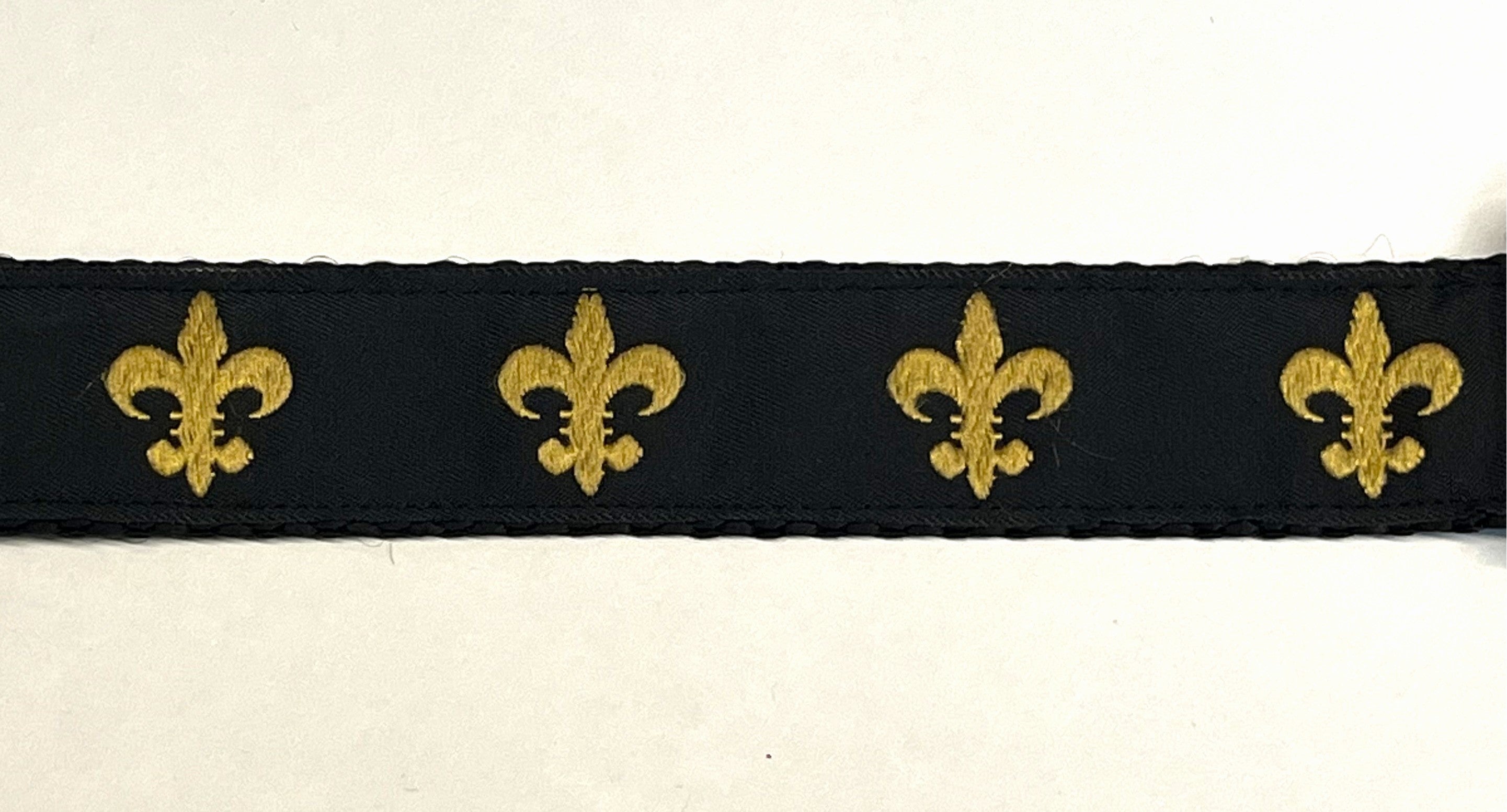 Black with Gold Fleur De Lis Dog Collar 1in