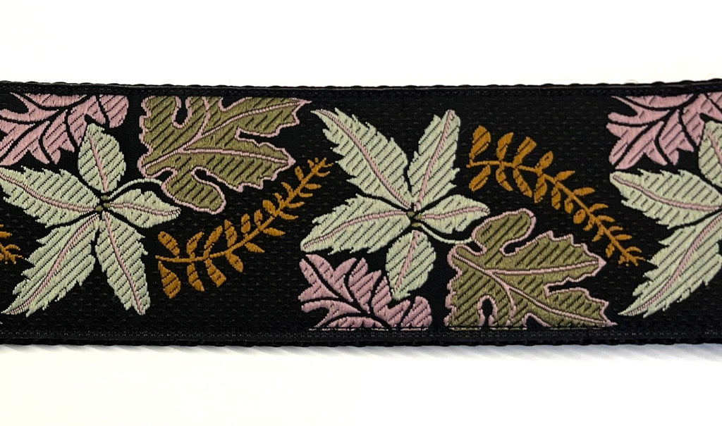 Black with Lavender, Olive, Orange, and White Leaves Chain Martingale Collar 2in