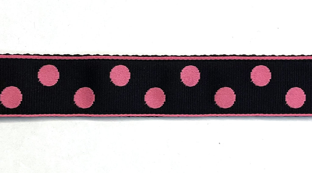Black with Light Pink Dots Dog Collar 1in