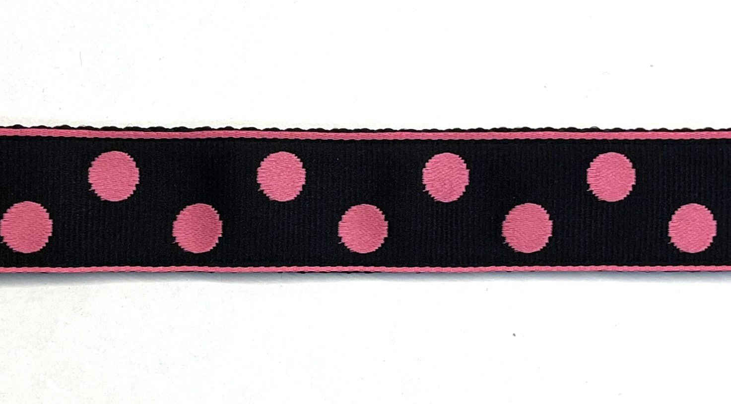 Black with Light Pink Dots Dog Collar 1in