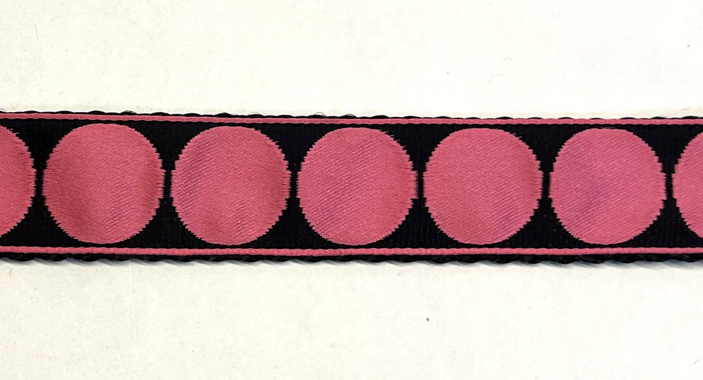 Black with Light Pink Large Dot Dog Leash 1in
