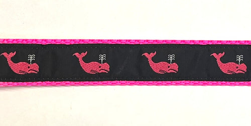 Black with Pink Whales Chain Martingale Collar 1in