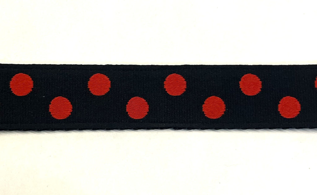 Black with Red Dots Dog Collar 1in