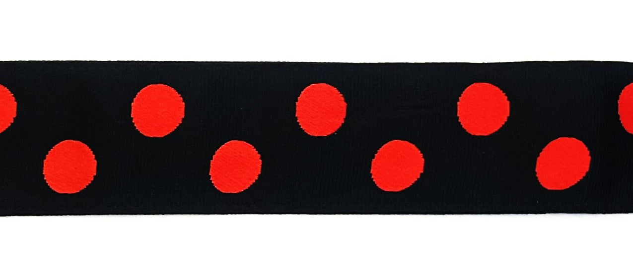 Black with red polka dots dog collar 1 1/2 in