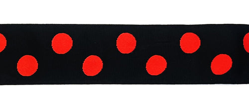 Black with red polka dots dog collar 1 1/2 in