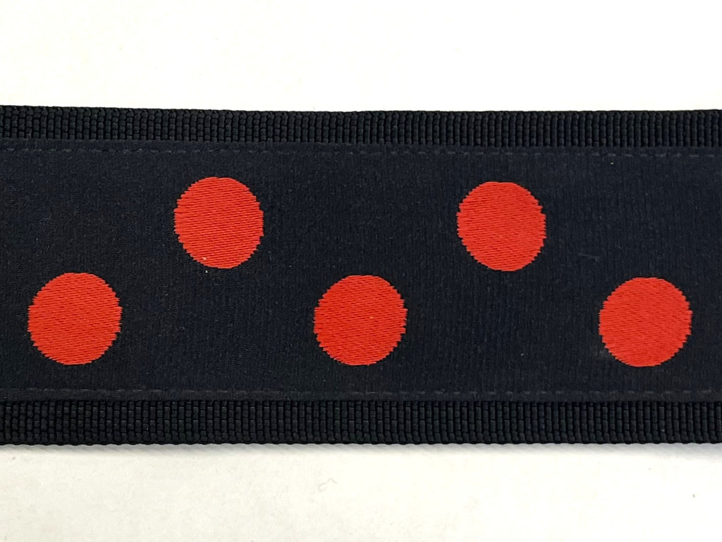 Black with Red Dots Dog Collar 2in