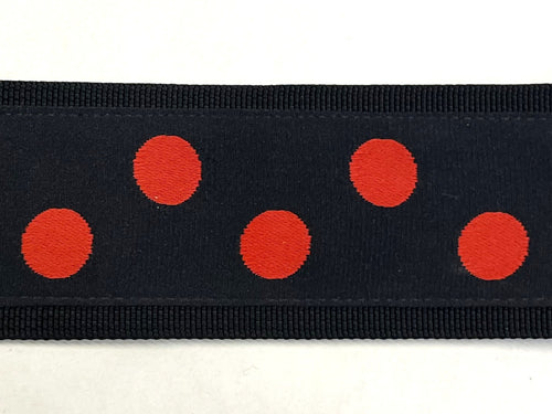Black with Red Dots Chain Martingale Collar 2in