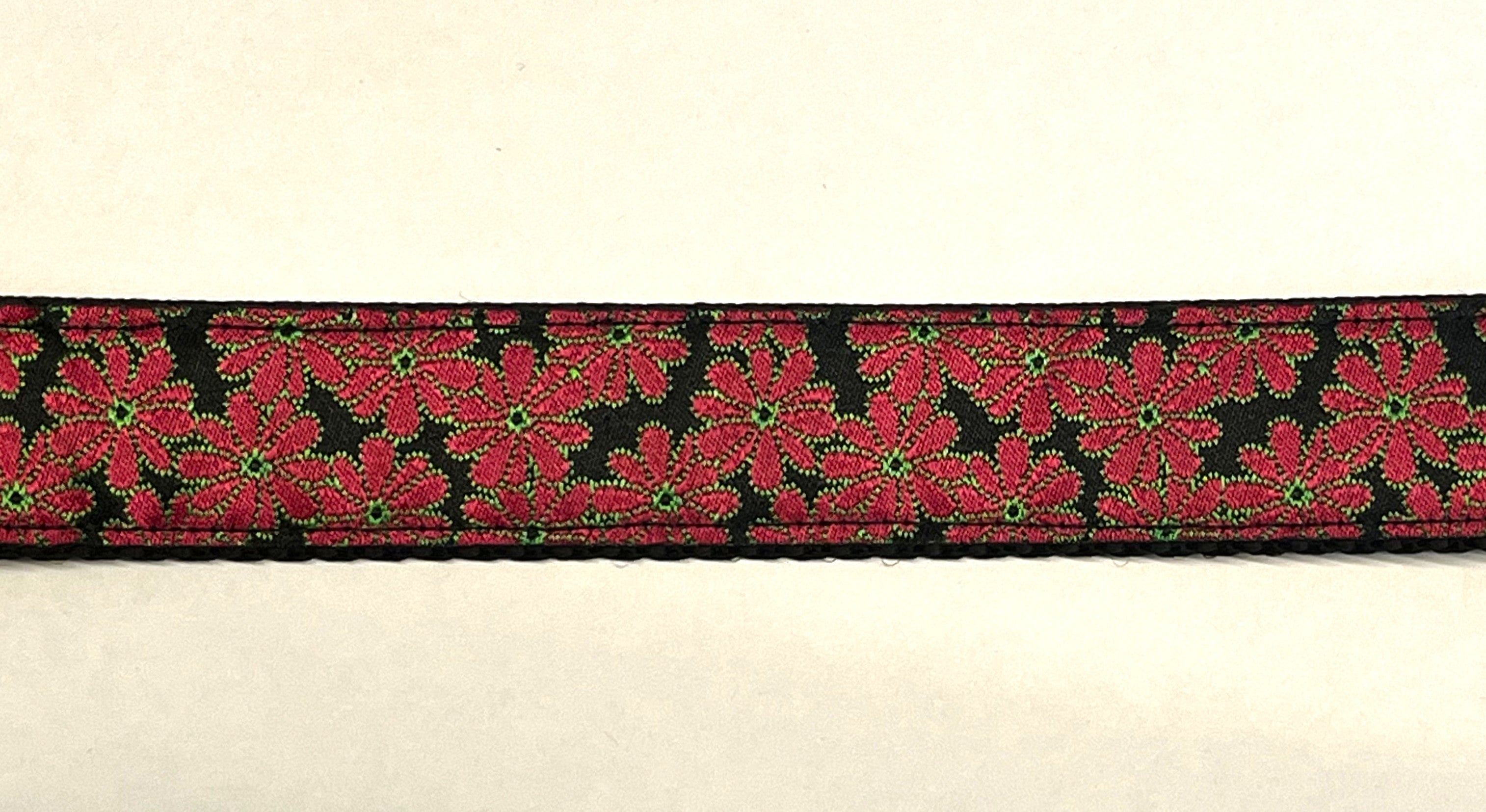 Black with Red Flowers Martingale Collar 1in