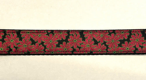 Black with Red Flowers Chain Martingale Collar 1in
