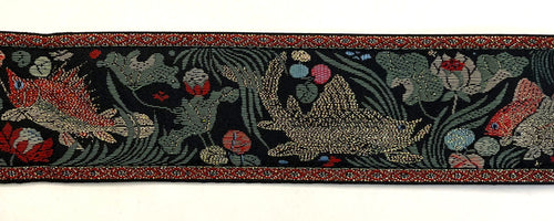 Black with Red, Gold, and Green Koi Fish Chain Martingale Collar 2in