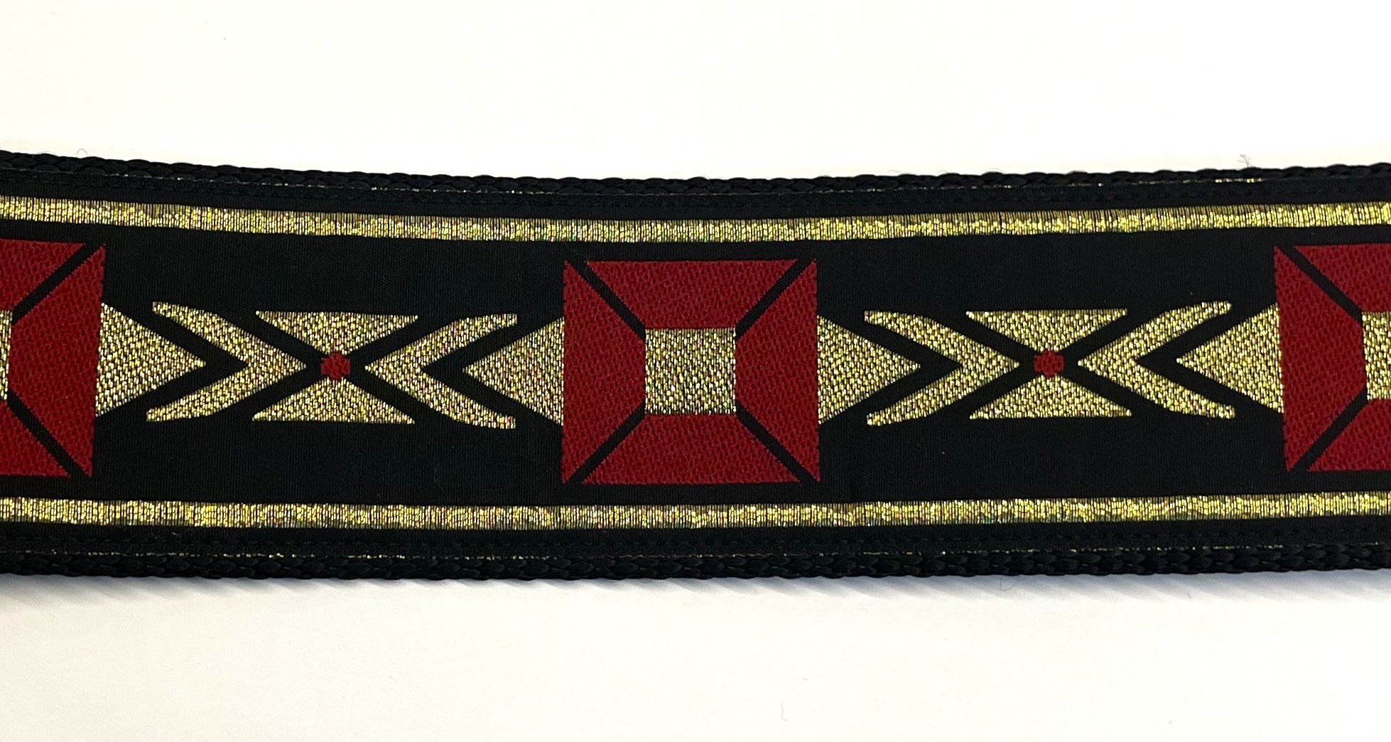 Black with Red Square and Gold Design Martingale Collar 2in