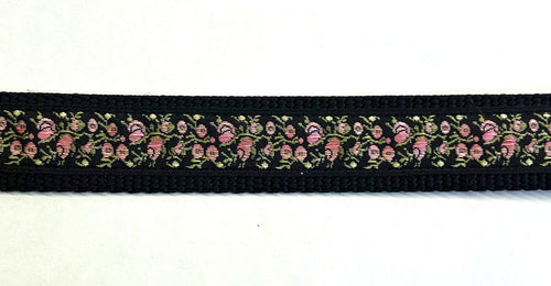 Black with Roses Chain Martingale Collar 1in