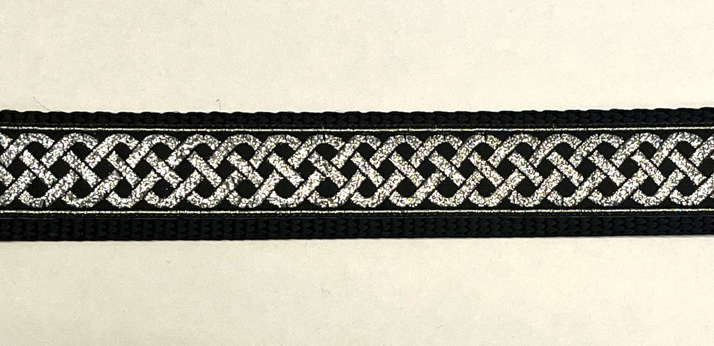 Black with Silver Celtic Weave Dog Collar 1in