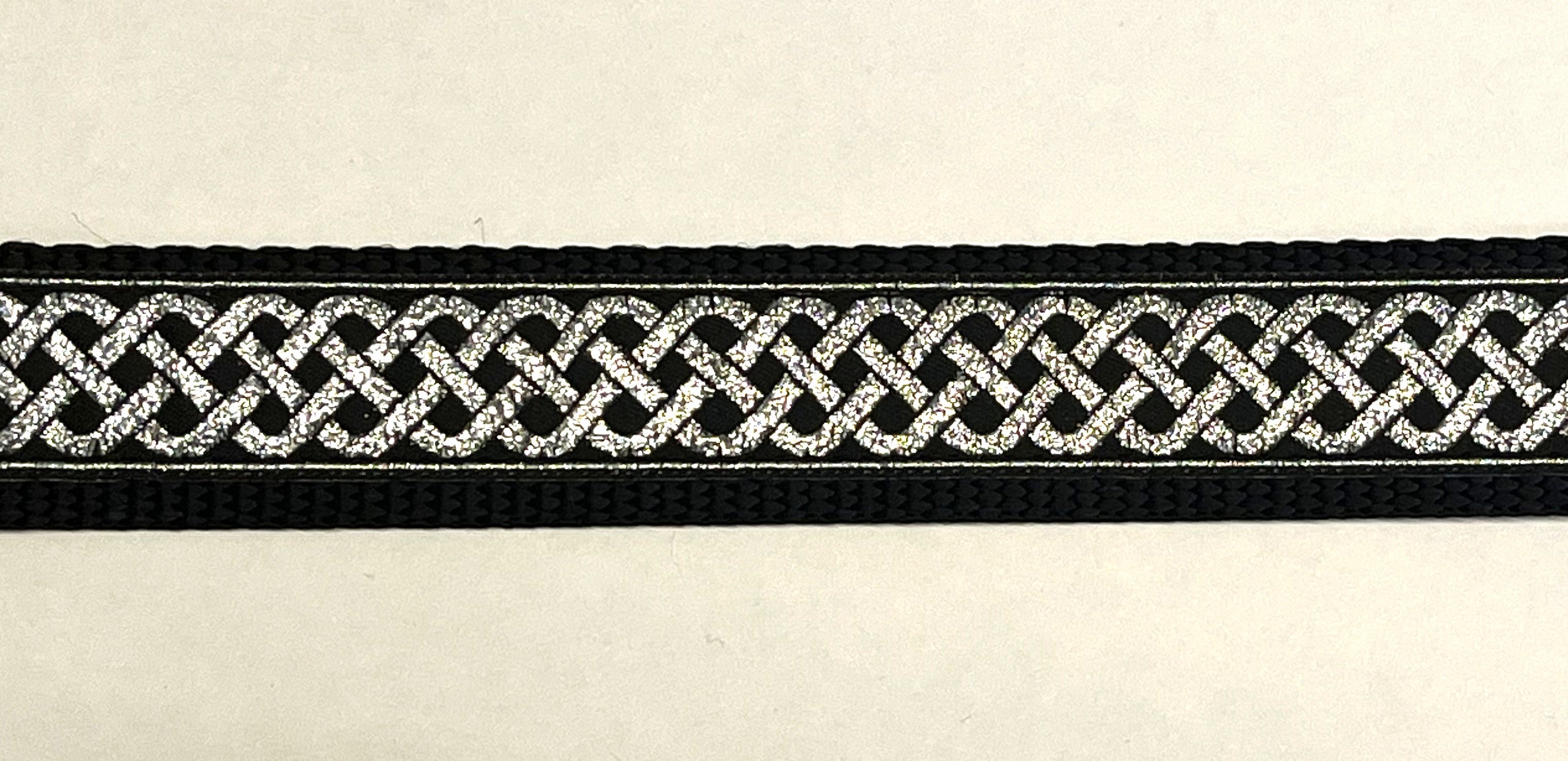 Black with Silver Celtic Weave Dog Leash 1in