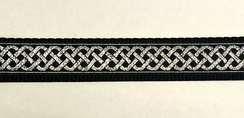 Black with Silver Celtic Weave Dog Collar 1in