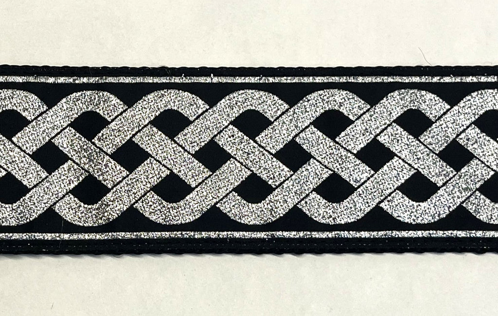Black with Silver Celtic Weave Chain Martingale Collar 2in
