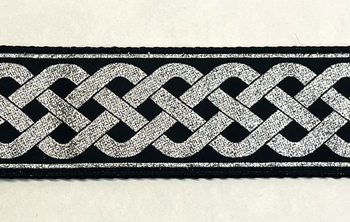 Black with Silver Celtic Weave Chain Martingale Collar 2in