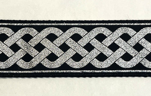 Black with Silver Celtic Weave Chain Martingale Collar 2in