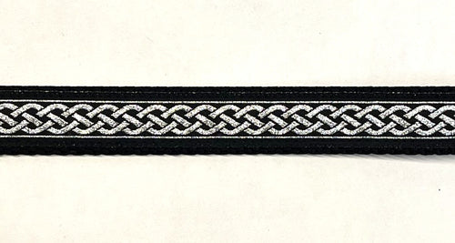 Black with silver Celtic weave dog collar 3/4 inch on black webbing