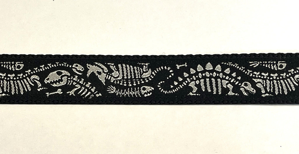 Black with Silver Dinosaur Bones Martingale Collar 1in
