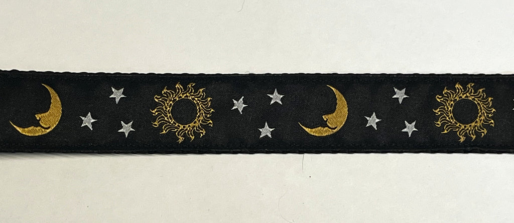 Black with Sun Moon and Stars Dog Leash 1in