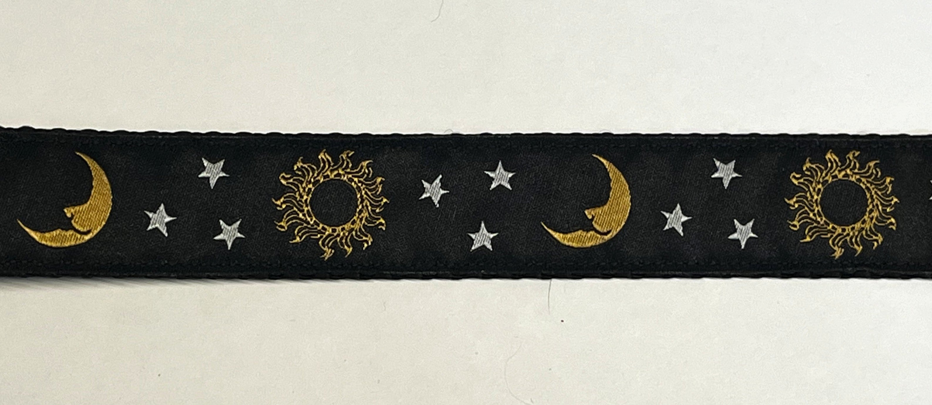 Black with Sun Moon and Stars Dog Leash 1in