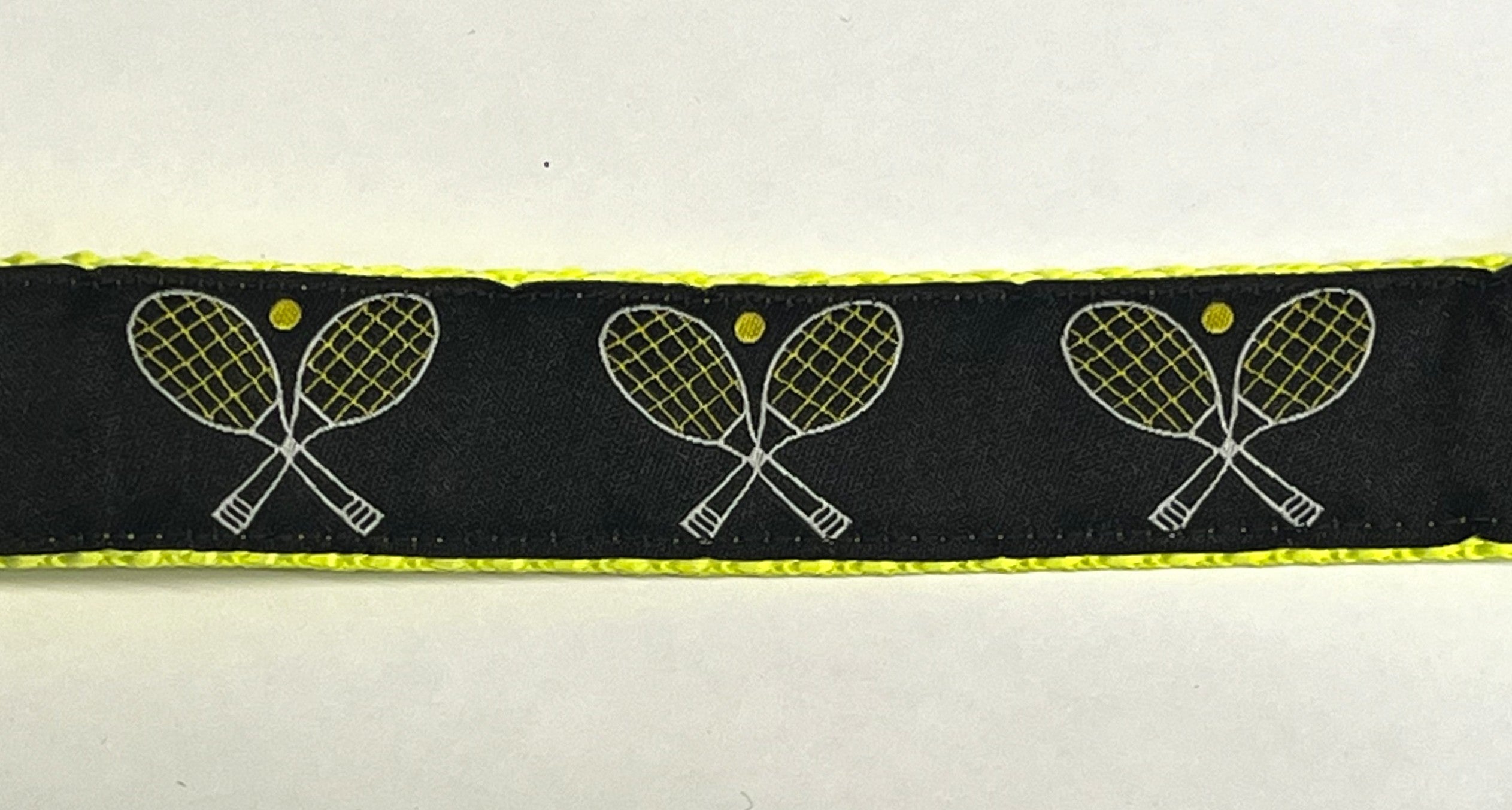 Black with Tennis Rackets Dog Collar 1in