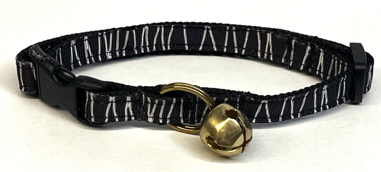Black with White Lines Cat Collar