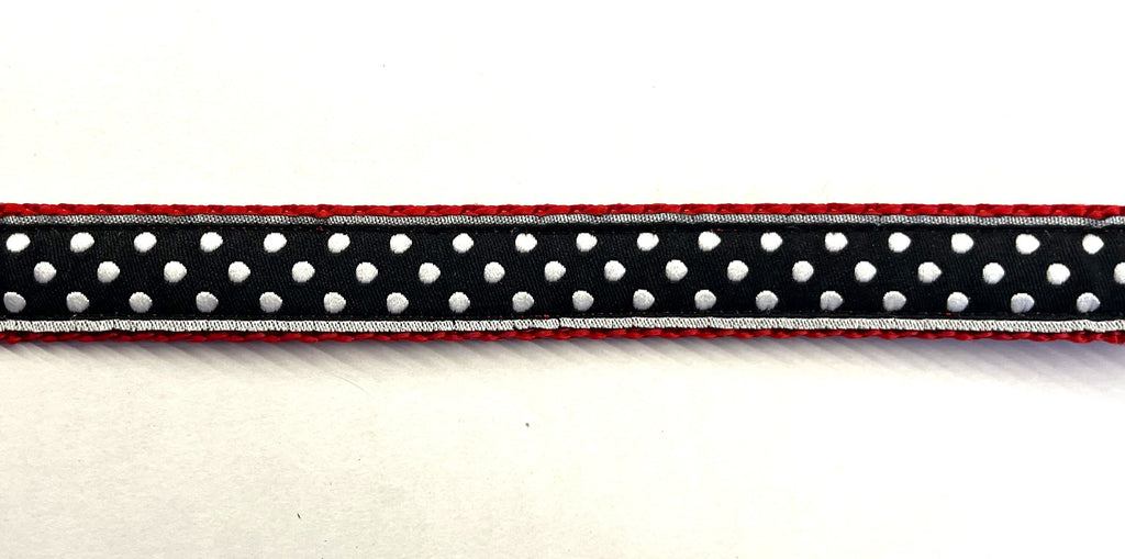 Black with White Polka Dots Chain Martingale Collar 3/4
